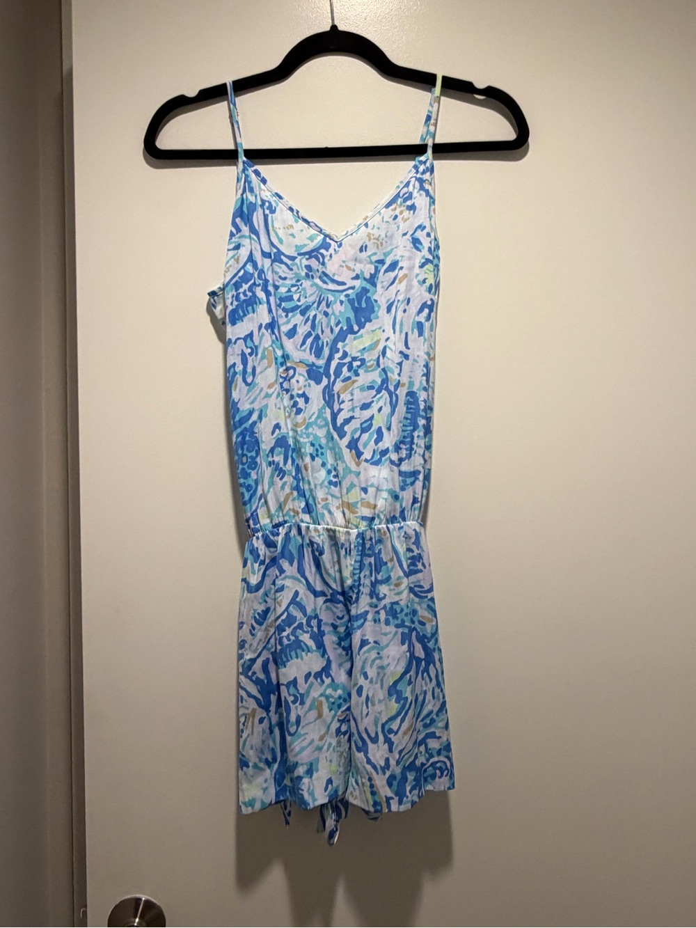 Lilly Pulitzer Silk Deanna Romper. Bennett Blue Salty Seas. Size Small